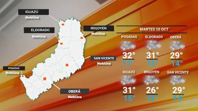 Martes con buen tiempo en Misiones.