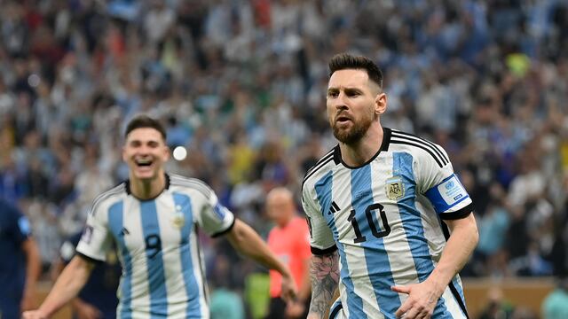 Lionel Messi celebra tras convertir el 1 a 0 ante Francia. (prensa Fifa).