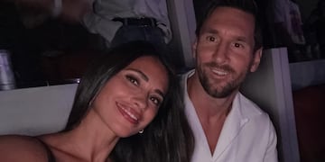 Messi y Antonela en el show de Coldplay en Miami.
