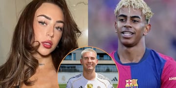 Nicki Nicole entre Lamine Yamal y Franco Mastantuono.