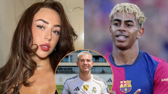 Nicki Nicole entre Lamine Yamal y Franco Mastantuono.