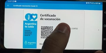 La aplicación "Mi Argentina" permite exhibir en el teléfono celular la certificación de haber recibido la vacuna contra el coronavirus.