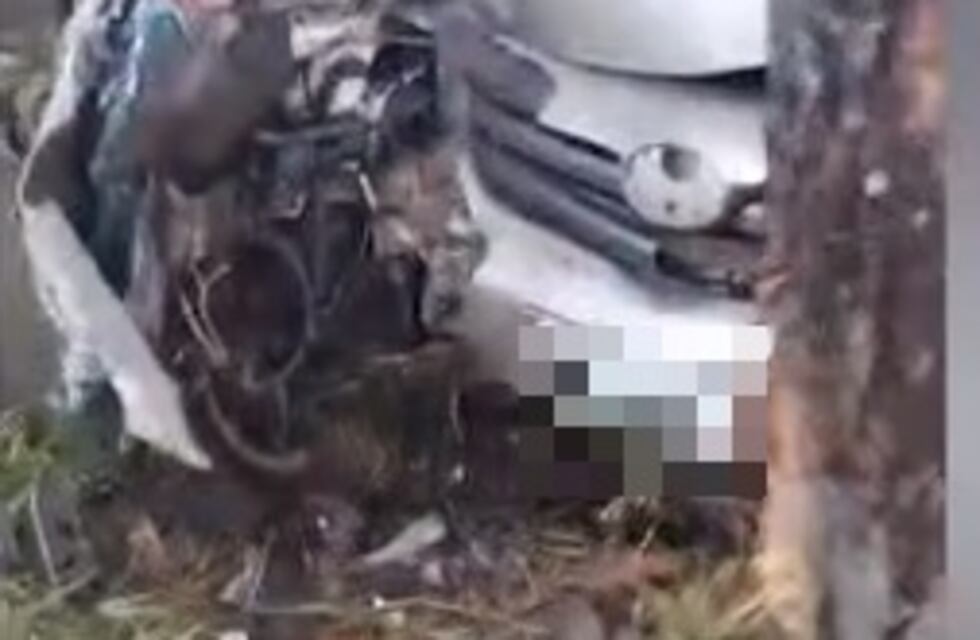 Impactante accidente vial en San Vicente: un conductor chocó de frente contra un árbol