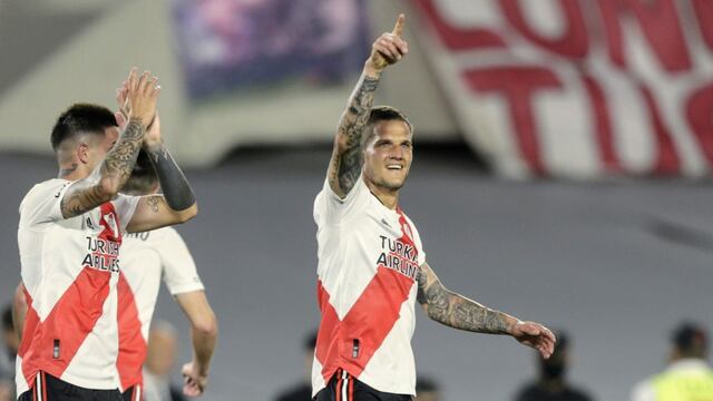 Bruno Zuculini clavó un golazo para abrir el marcador en el duelo entre River y Argentinos. (Fotobaires)