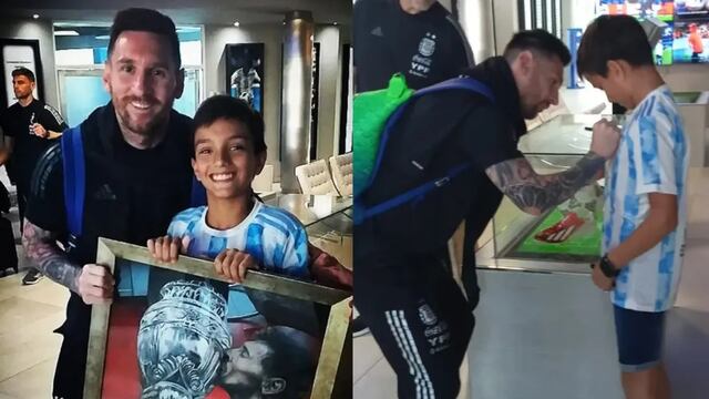 "Dibujuani" le regaló uno de sus cuadros a Lionel Messi.
