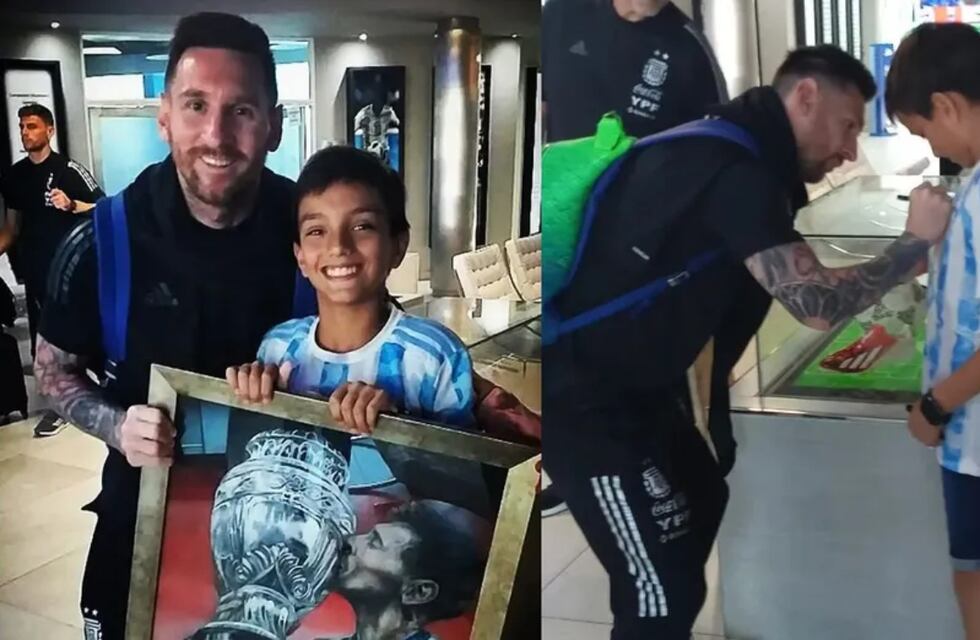 Un joven artista cumplió su sueño de regalarle una de sus obras a Lionel Messi
