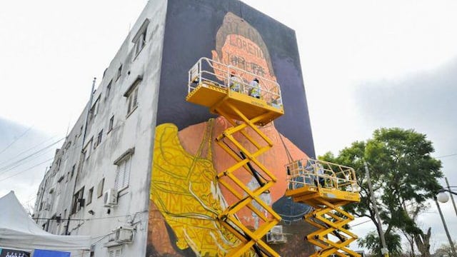 El mural con el que homenajearon a Lionel Messi en su barrio