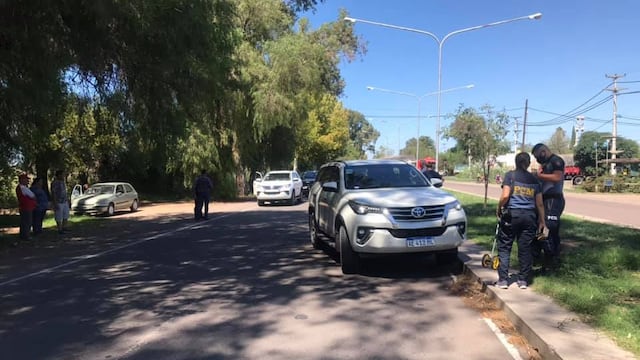 La Toyota Hilux no logro esquivar al niño que salió a la ruta en busca de su pelota. Foto Alvear Hoy