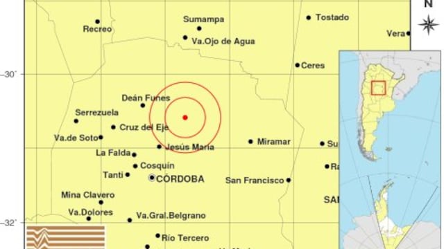 El sismo tuvo epicentro en el norte de Jesús María, en cercanías a Cañada de Luque.
