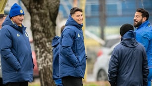 Alejo Veliz en el entrenamiento de Rosario Central.