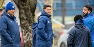 Alejo Veliz en el entrenamiento de Rosario Central.