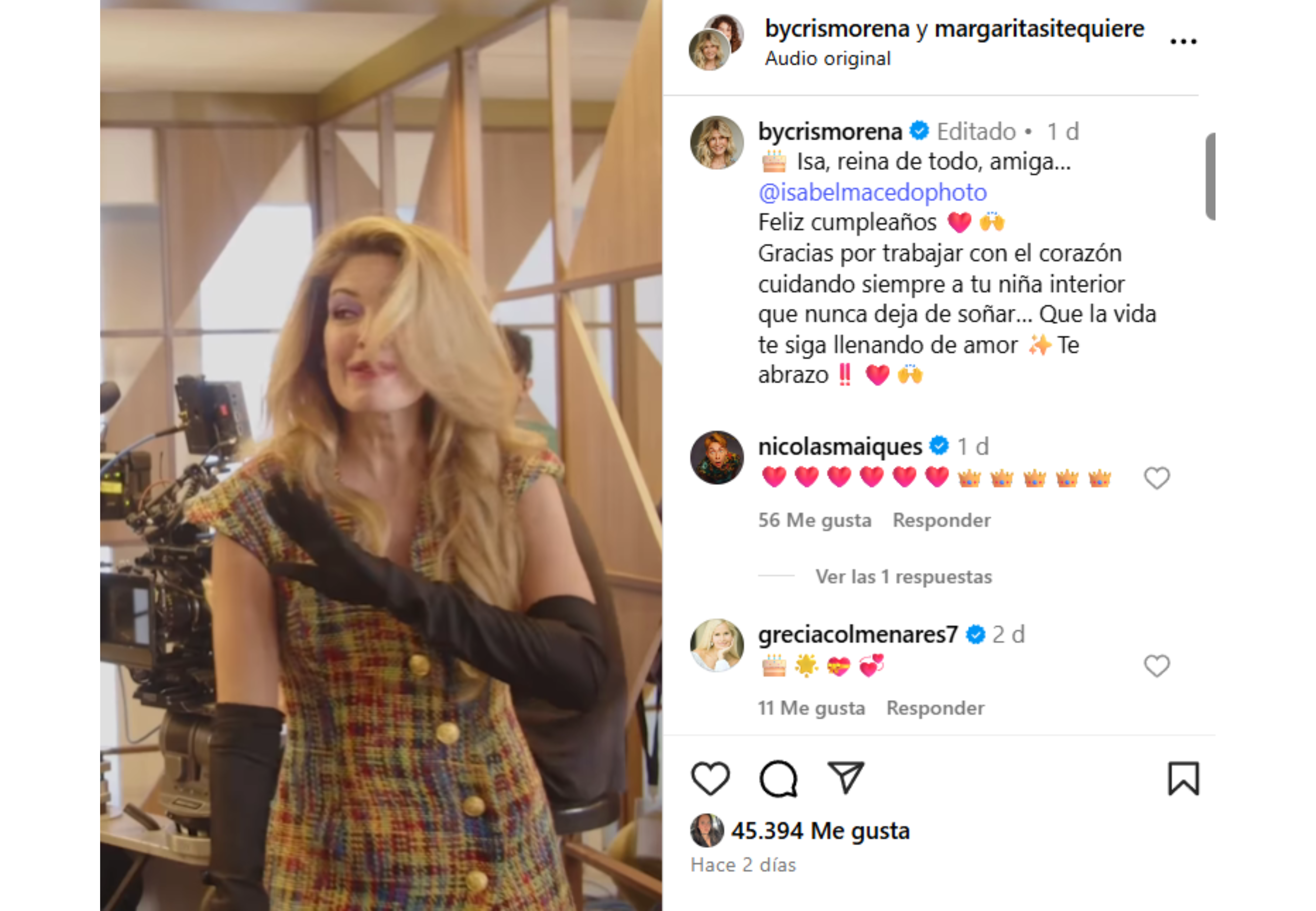 El mensaje de Cris Morena a Isabel Macedo.