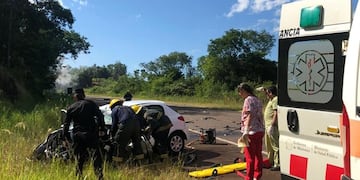 Fatal choque en la Ruta Nacional 14 en Cerro Azul: un muerto y dos heridos tras un siniestro vial.