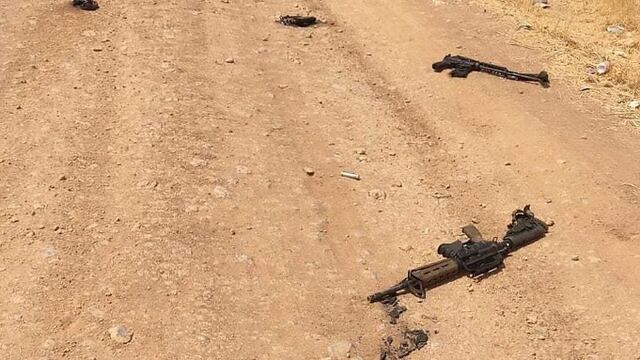 Las armas secuestradas tras el ataque.