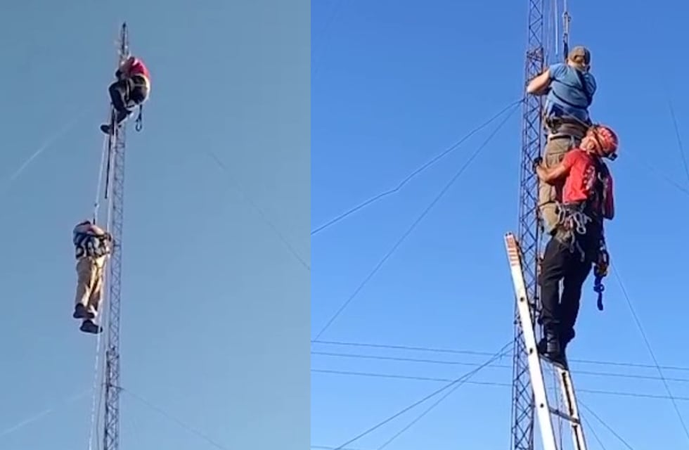 Córdoba: subió a reparar una antena, se desvaneció y quedó colgando a 15 metros de altura