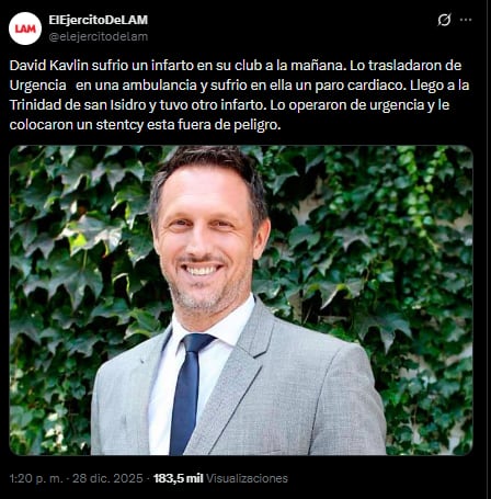 Preocupación por la salud de David Kavlin