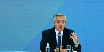 Alberto Fernández en una conferencia de prensa en Casa Rosada. (Foto: Federico López Claro)