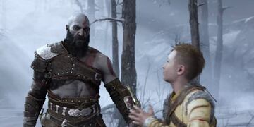Kratos y su hijo Atreus en el videojuego God of War de Playstation 5. (Captura de TV)