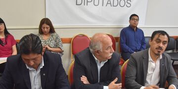 El diputado Omar Gutiérrez (derecha), presidente de la Comisión de Salud de la Legislatura de Jujuy, explicó el espíritu de la ley que se impulsa en materia de discapacidad.