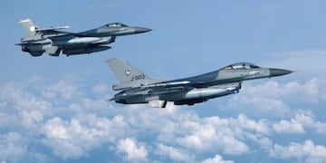 Los aviones de combate F-16 que Argentina le comprará a Dinamarca. Foto: Infobae