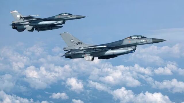 Los aviones de combate F-16 que Argentina le comprará a Dinamarca. Foto: Infobae