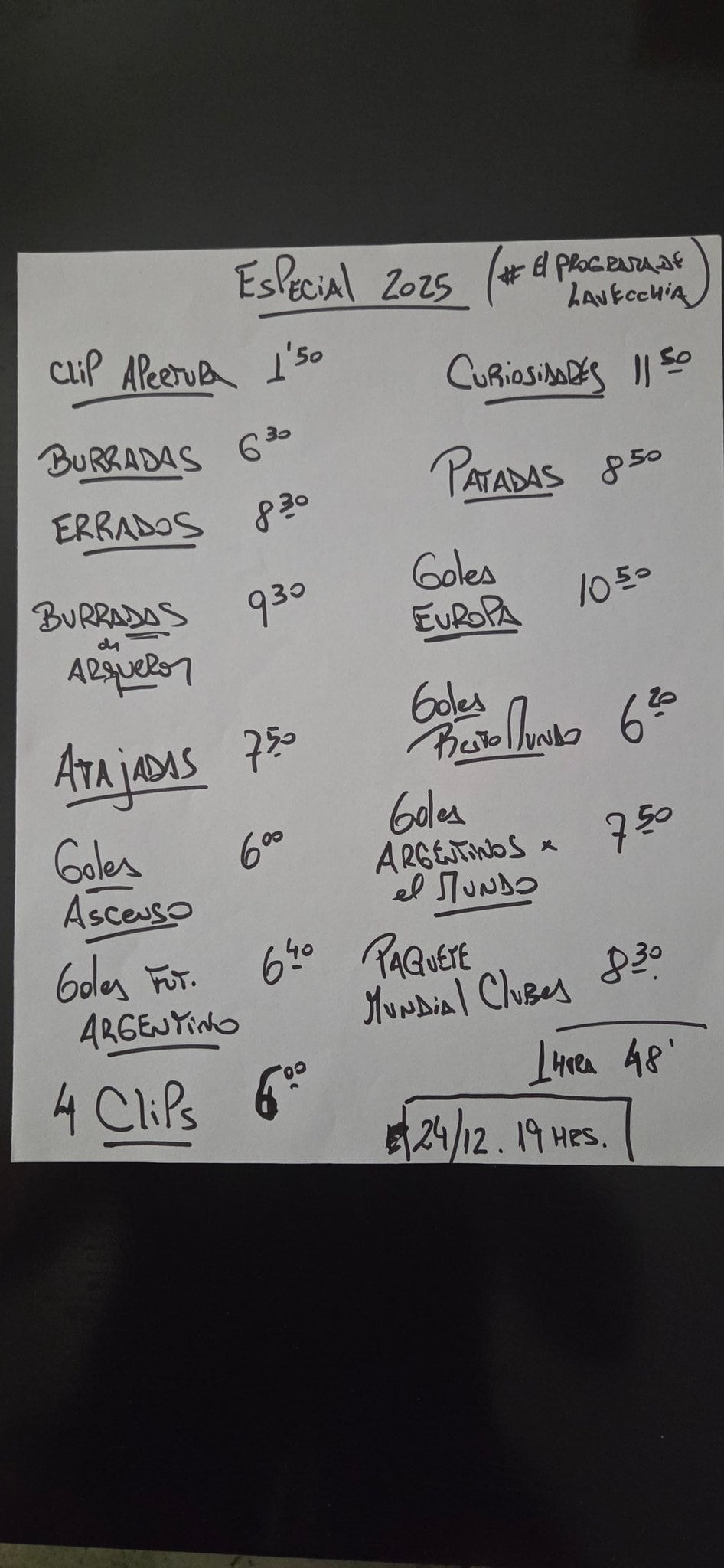 El programa de Lavecchia ya está listo