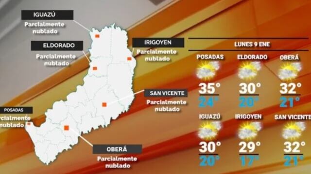 Estabilidad y jornada calurosa para este lunes en Misiones.