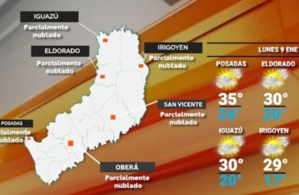 Estabilidad y jornada calurosa para este lunes en Misiones