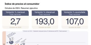 El indec difundió el dato de inflación de octubre 2024 que fue de 2,7%.