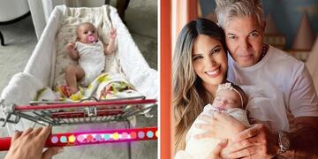 Sarah todoterreno: Barby Franco mostró cómo pasea a su hija en un carrito de supermercado.