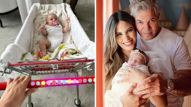 Sarah todoterreno: Barby Franco mostró cómo pasea a su hija en un carrito de supermercado.