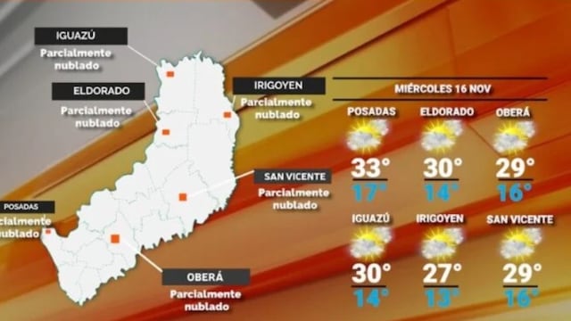 Miércoles con clima agradable y caluroso en Misiones.