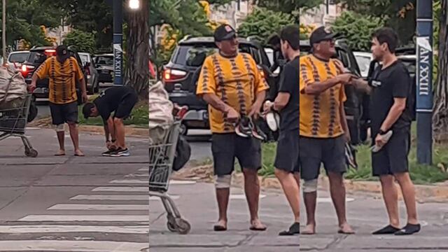 El empresario le hizo una donación a un recolector en Avenida Uriburu y España.