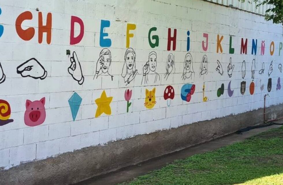 El mural inclusivo con lenguaje de señas, en un jardincito de Mendiolaza