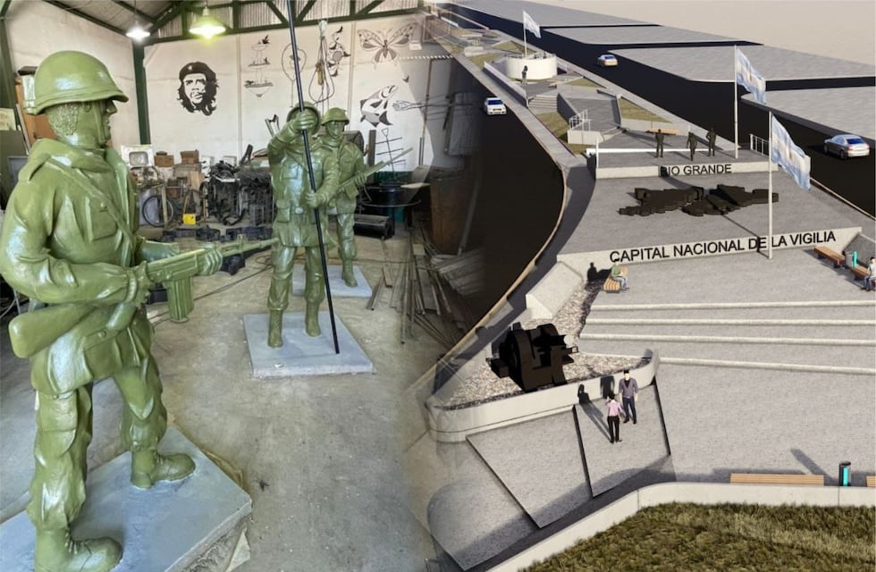 Río Grande: restauraron estatuas de soldados y las ubicarán en la nueva plaza cívica