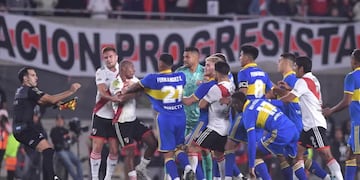 La pelea del final que se desató tras el gol de River.
