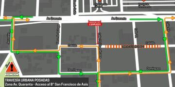 Por 60 días estará interrumpido el tránsito en la Colectora Sur de avenida Quaranta y la Calle 73 de Posadas.