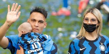 Agustina Gandolfo compartió las fotos del festejo de Lautaro Martínez con el Inter.