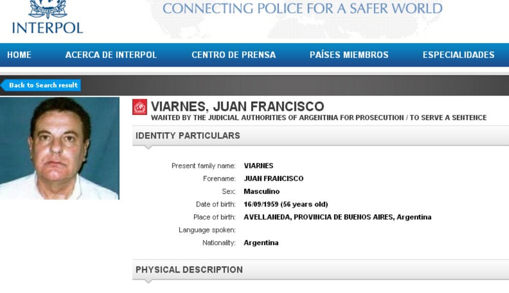 Viarnes fue capturado por Interpol en Paraguay en 2016. Fue enviado a la Argentina en 2021, donde fue condenado. Estuvo preso 14 meses.