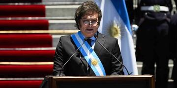 El jefe de Estado brindó su primer discurso con el Congreso de fondo.