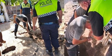 El comisario principal Diego Paz informó que el hecho ocurrió cerca de las 15:50, cuando el menor jugaba sobre la tapa del pozo y esta se desmoronó.