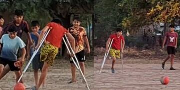 "Me asombré de ver la velocidad que tenía para correr: jugaba, quitaba, pateaba con una naturalidad que nunca había visto” aseguró la fotografa que registró el momento. Foto: captura video / Sabrina Llado.