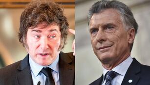 El presidente Javier Milei, a la izquierda, y Mauricio Macri. (AP/DPA)