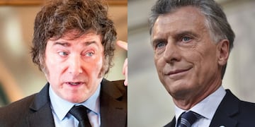 El presidente Javier Milei, a la izquierda, y Mauricio Macri. (AP/DPA)