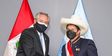 El presidente Alberto Fernández mantuvo hoy un encuentro bilateral con su par peruano, Pedro Castillo. (Foto: Presidencia)