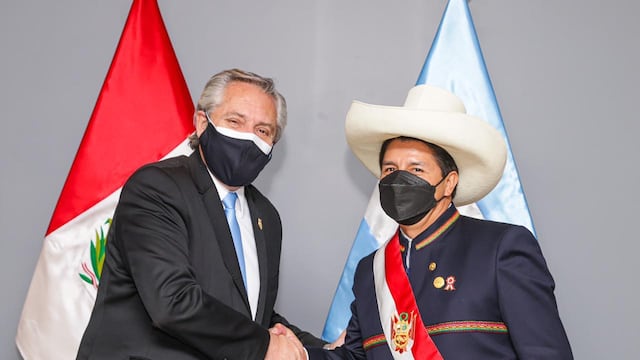 El presidente Alberto Fernández mantuvo hoy un encuentro bilateral con su par peruano, Pedro Castillo. (Foto: Presidencia)