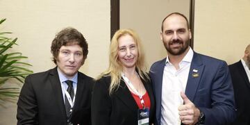 Javier Milei fue uno de los ausentes en el encuentro con el hijo de Jair Bolsonaro.
