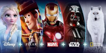Disney+ ofrece películas y series de Disney, Pixar, Marvel, Star Wars y National Geographic.