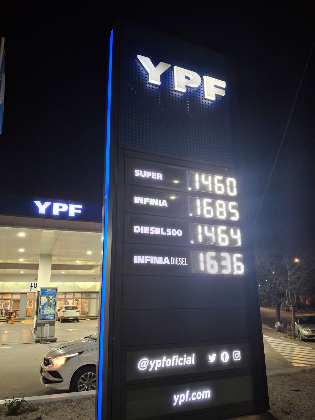 Los nuevos precios de los combustibles de YPF en Córdoba.