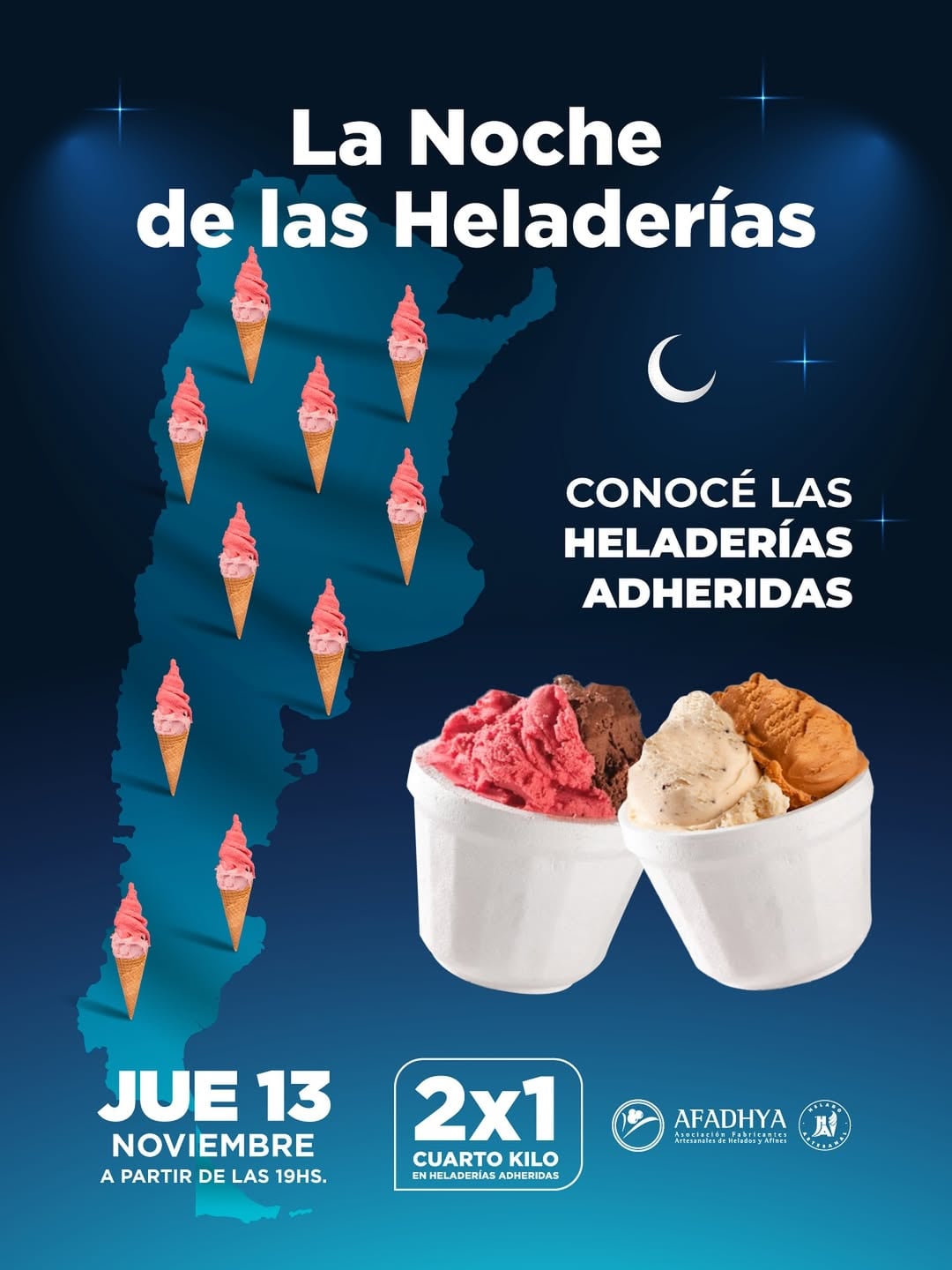 Llega la Noche de las Heladerías 2025 con promociones de 2x1: qué locales se adhieren